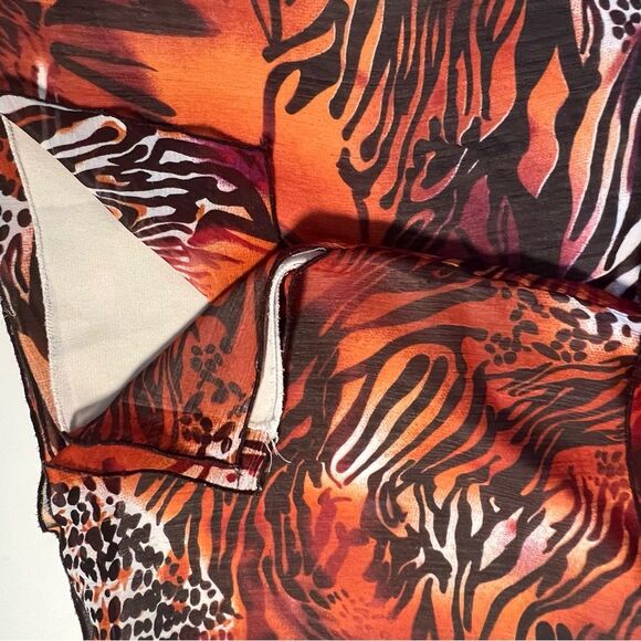 Russell Kemp Womens Oversized Animal Print Tunic Top Size 2X Sheer Flowy Mature - Picture 9 of 9